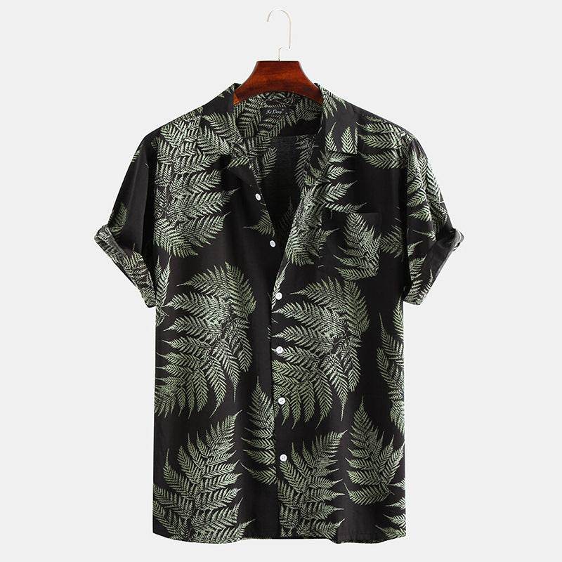 New Hawaiian Men's Short Sleeve Cardigan - Stylish Floral Print Cotton - Buy Center