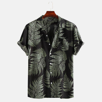 New Hawaiian Men's Short Sleeve Cardigan - Stylish Floral Print Cotton - Buy Center