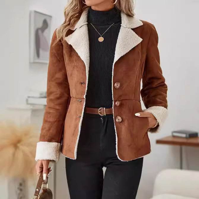 Casual Fashion Cold-Proof Jacket - Warm Fur & Stylish Lapel Design - Buy Center
