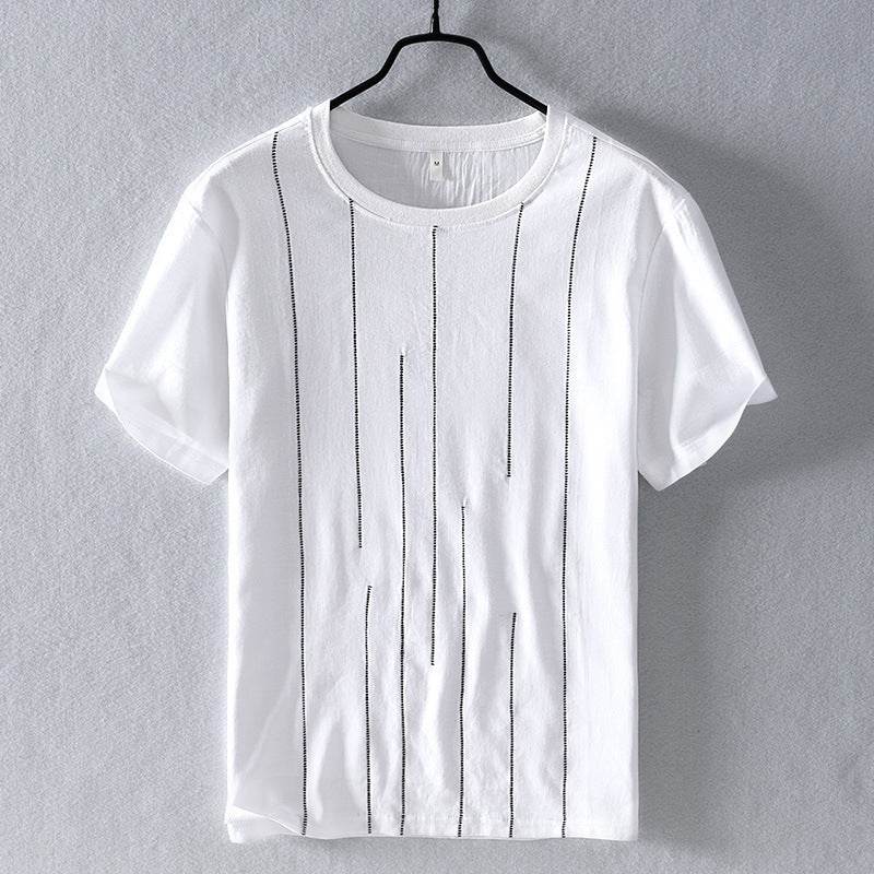 Buycenter Men's Striped T-Shirt - Casual Slim Fit, Short Sleeve Style - Buy Center