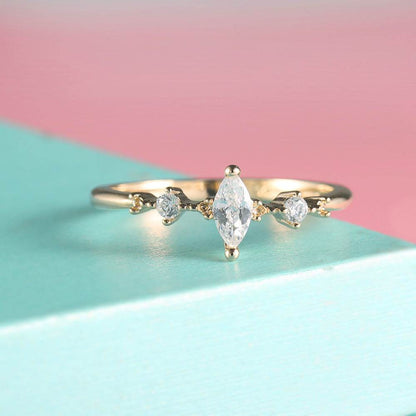 Rose Gold Horse Eye Diamond Ring - Elegant Engagement Ring for Women - Buy Center