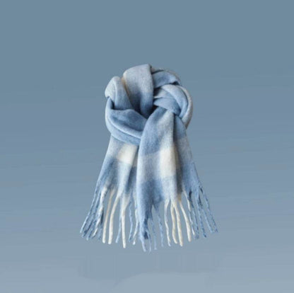 Women's Thick Warm Winter Shawl - Cozy Wool Wrap with Tassel Details - Buy Center