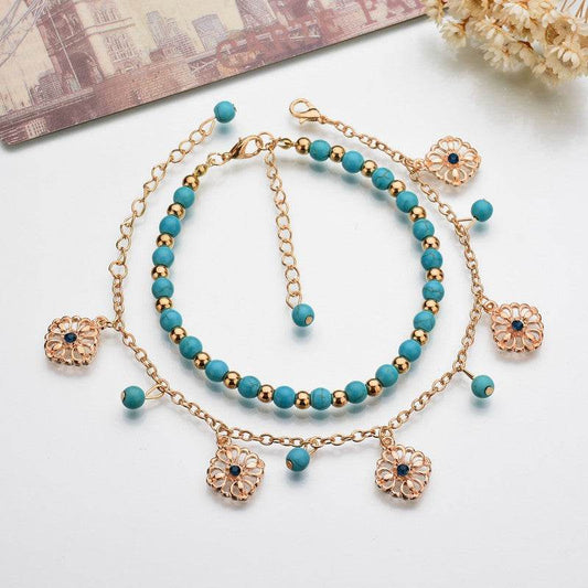 Women's Retro Anklet Two-Piece Set - Trendy Alloy Body Jewelry - Buy Center