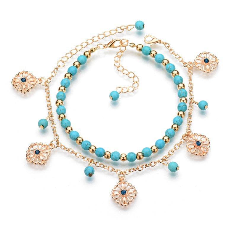 Women's Retro Anklet Two-Piece Set - Trendy Alloy Body Jewelry - Buy Center