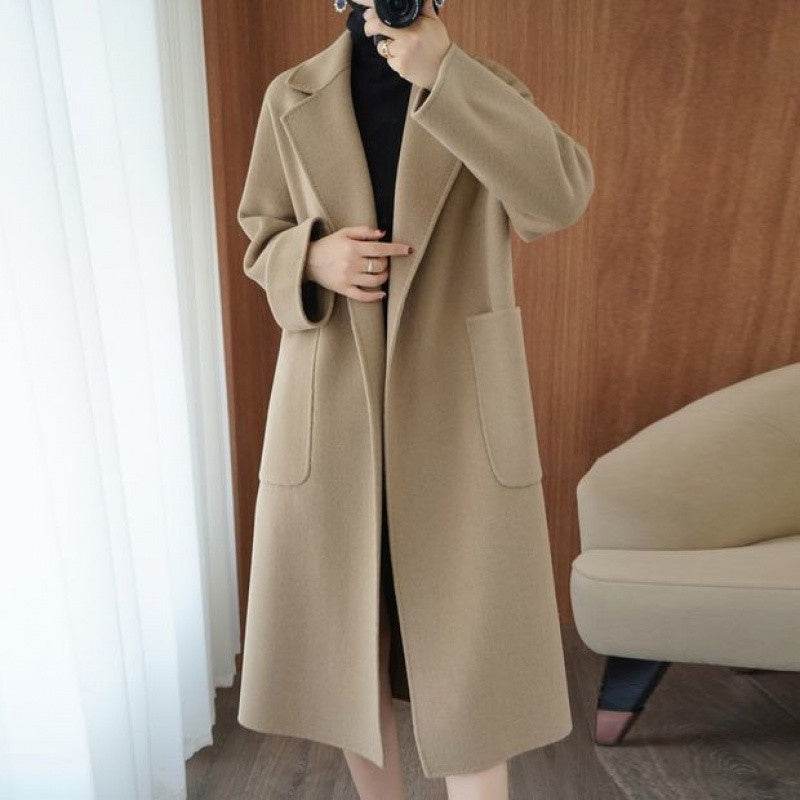 Hepburn Style Thickened Jacket - Loose-Fitting Wool Blend Coat in Colors - Buy Center