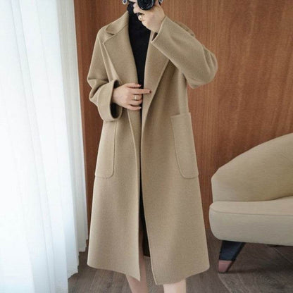 Hepburn Style Thickened Jacket - Loose-Fitting Wool Blend Coat in Colors - Buy Center