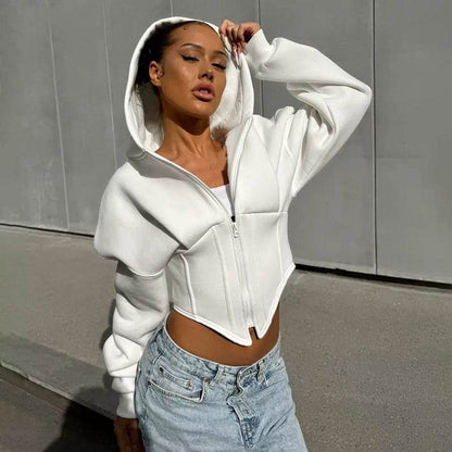 Y2K Zipper Hoodie Cardigan - Trendy Slim-Fit Women’s Corset Jacket - Buy Center