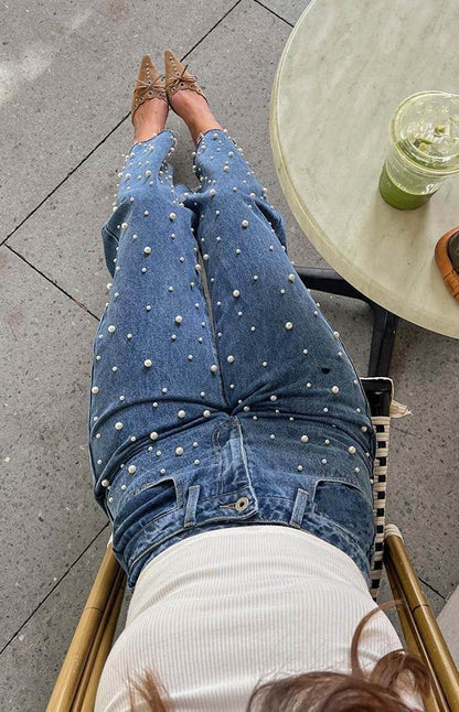 Women's Oblique Waist Frayed Hem Jeans - Trendy Straight-Leg Style 2025 - Buy Center