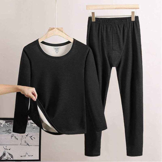 Men's Fleece-Lined Thermal Underwear - Round Neck Long Johns for Winter