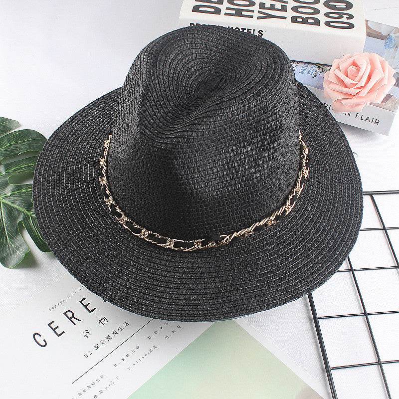 Buycenter Women's Summer Jazz Beach Hat - Stylish Straw Baseball Cap - Buy Center