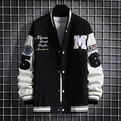 Junior High School Baseball Jacket - Stylish Black & White Hong Kong Design - Buy Center