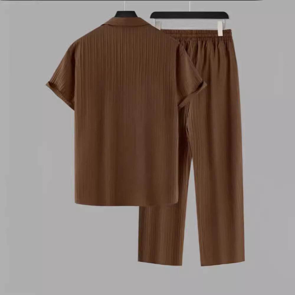 Buycenter Striped Short-Sleeved Men’s Suit Shirt - Summer Fashion - Buy Center