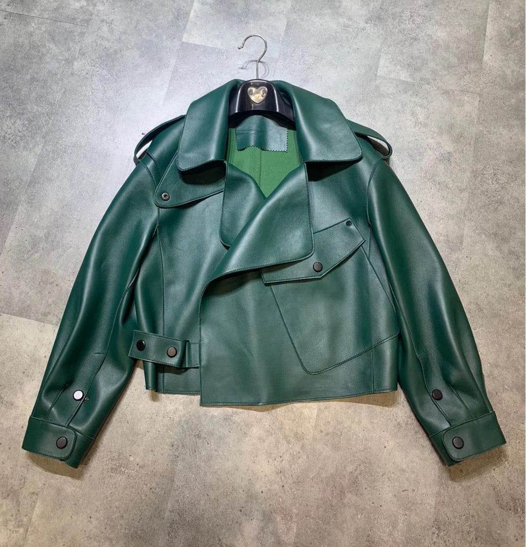 Women's Genuine Leather Sheepskin Jacket - Chic Loose-Fit Short Coat - Buy Center