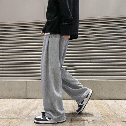 Men's Straight Wide Leg Knitted Sweatpants - Comfortable Cotton Style 2025 - Buy Center
