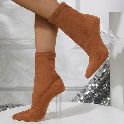 Buycenter High-Heeled Crystal Heel Boots - Women's Autumn Party Shoes - Buy Center