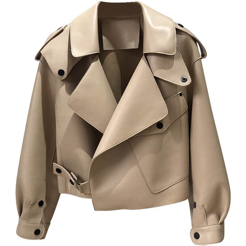 Women's Genuine Leather Sheepskin Jacket - Chic Loose-Fit Short Coat - Buy Center