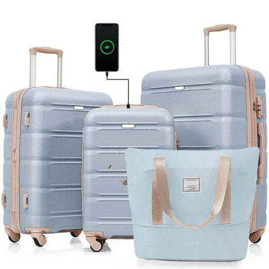 4-Piece Luggage Set with USB Port - Stylish, Expandable Travel Bags - Buy Center
