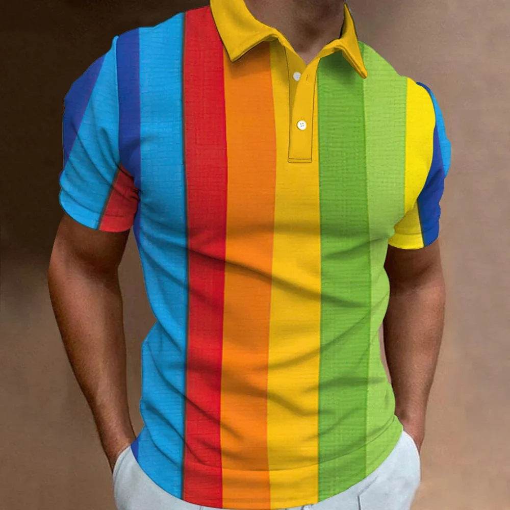 Men's 3D Rainbow Printing Casual T-Shirt - Summer Style & Ultimate Comfort - Buy Center