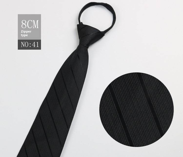 Black Striped Blue Business Tie - Lazy Zip Closure for Easy Wear - Buy Center