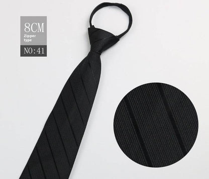 Black Striped Blue Business Tie - Lazy Zip Closure for Easy Wear - Buy Center