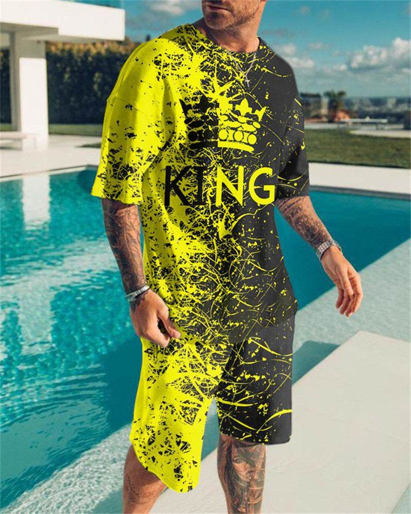 Simple Men's 3D Print Oversized Shirt & Shorts Set - Stylish Comfort 2025 - Buy Center