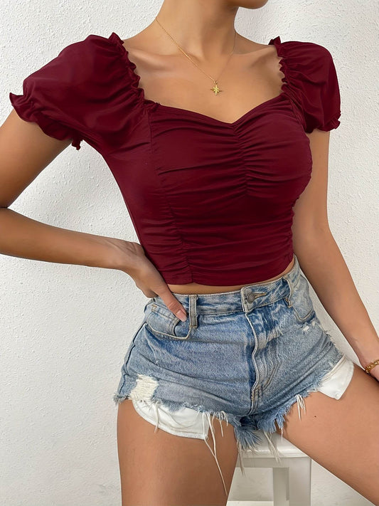Women's V-Neck Short Sleeve Loose Top - Stylish Spring/Summer Fashion - Buy Center
