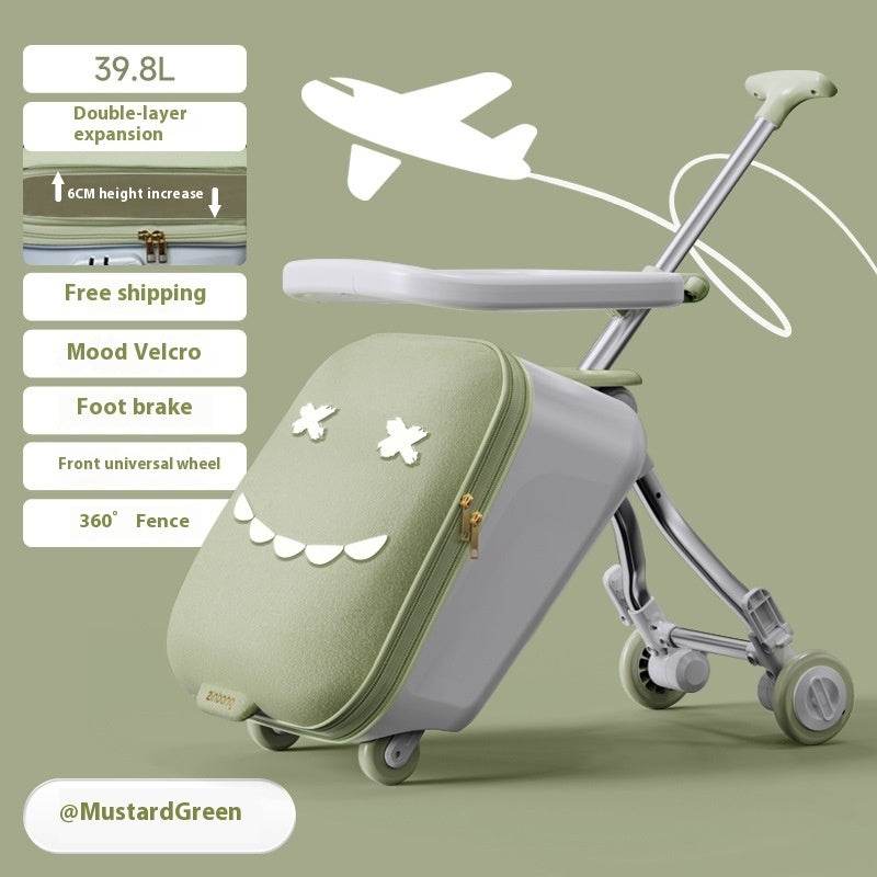 Children's Riding Trolley Case - Mustard Green & Light Yellow Luggage - Buy Center