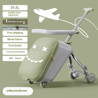 Children's Riding Trolley Case - Mustard Green & Light Yellow Luggage - Buy Center
