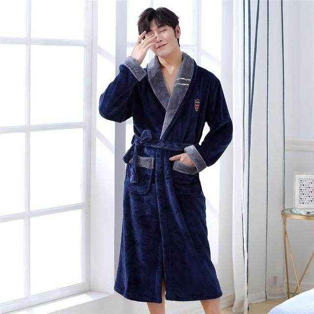 Elegant Winter Flannel Robe Gown - Cozy Men’s Sleepwear for 2025