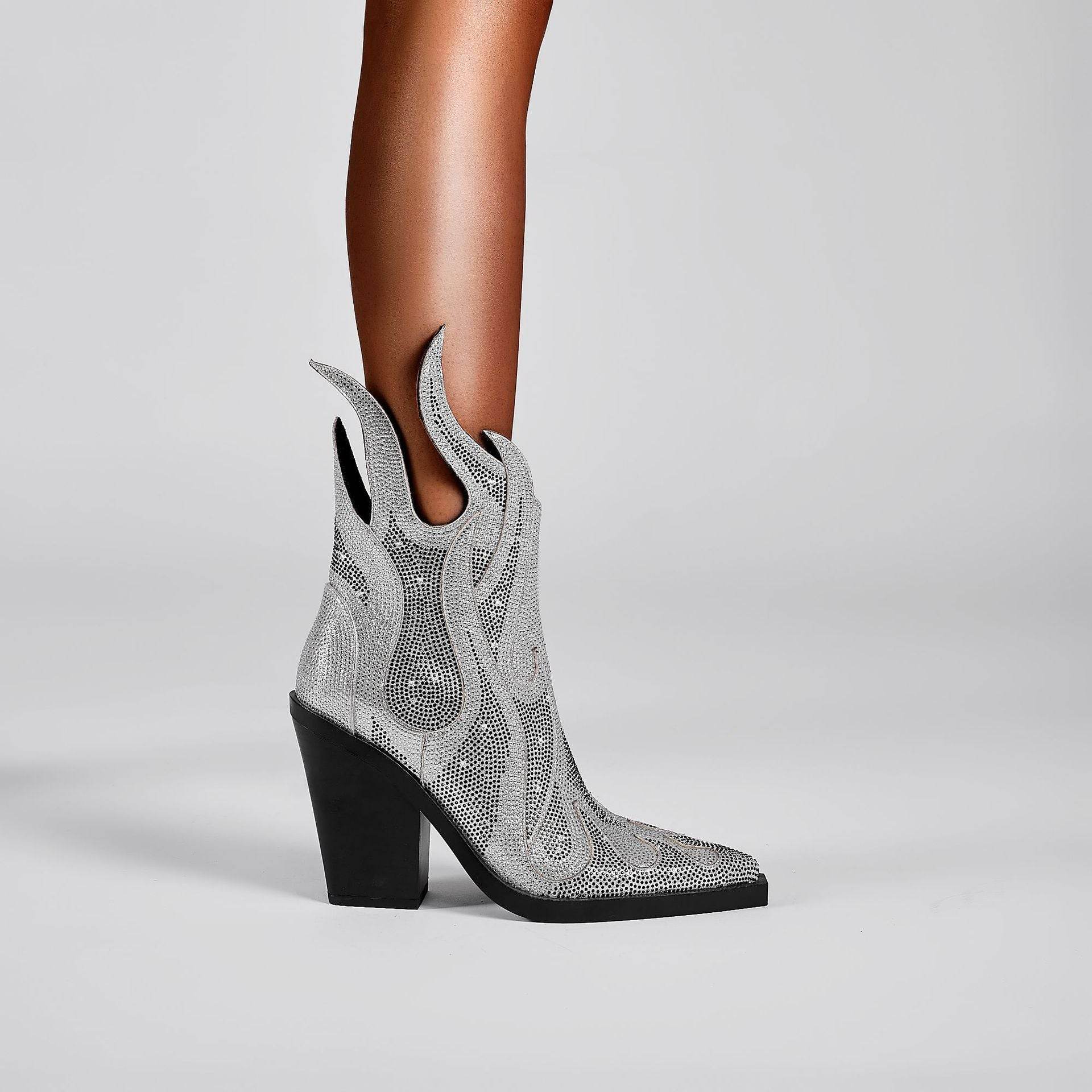 Women's Totem Embroidered Ankle Boots - Gold & Silver Stylish Picks - Buy Center