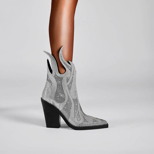 Women's Totem Embroidered Ankle Boots - Gold & Silver Stylish Picks - Buy Center