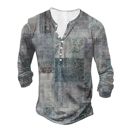 3D Digital Printed Ethnic Pattern Top - Open Placket, Trendy Styles - Buy Center