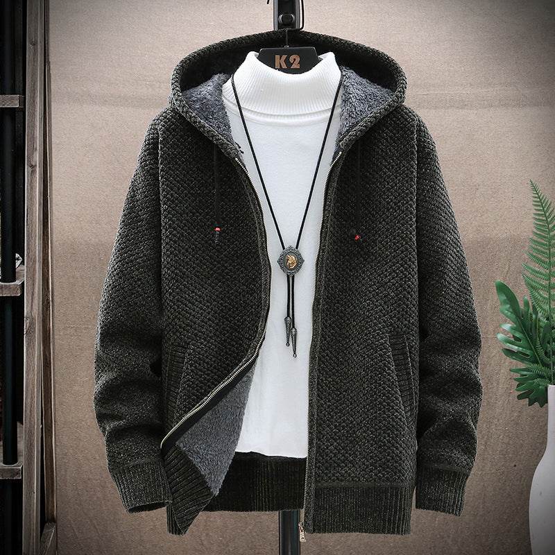 Men's Hooded Zipper Sweater - Slim Fit Cotton Trench Coat for Winter - Buy Center