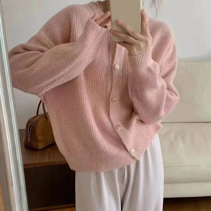 Women's Round Neck Knitted Cardigan - Stylish Cozy Sweater Coat 2025 - Buy Center
