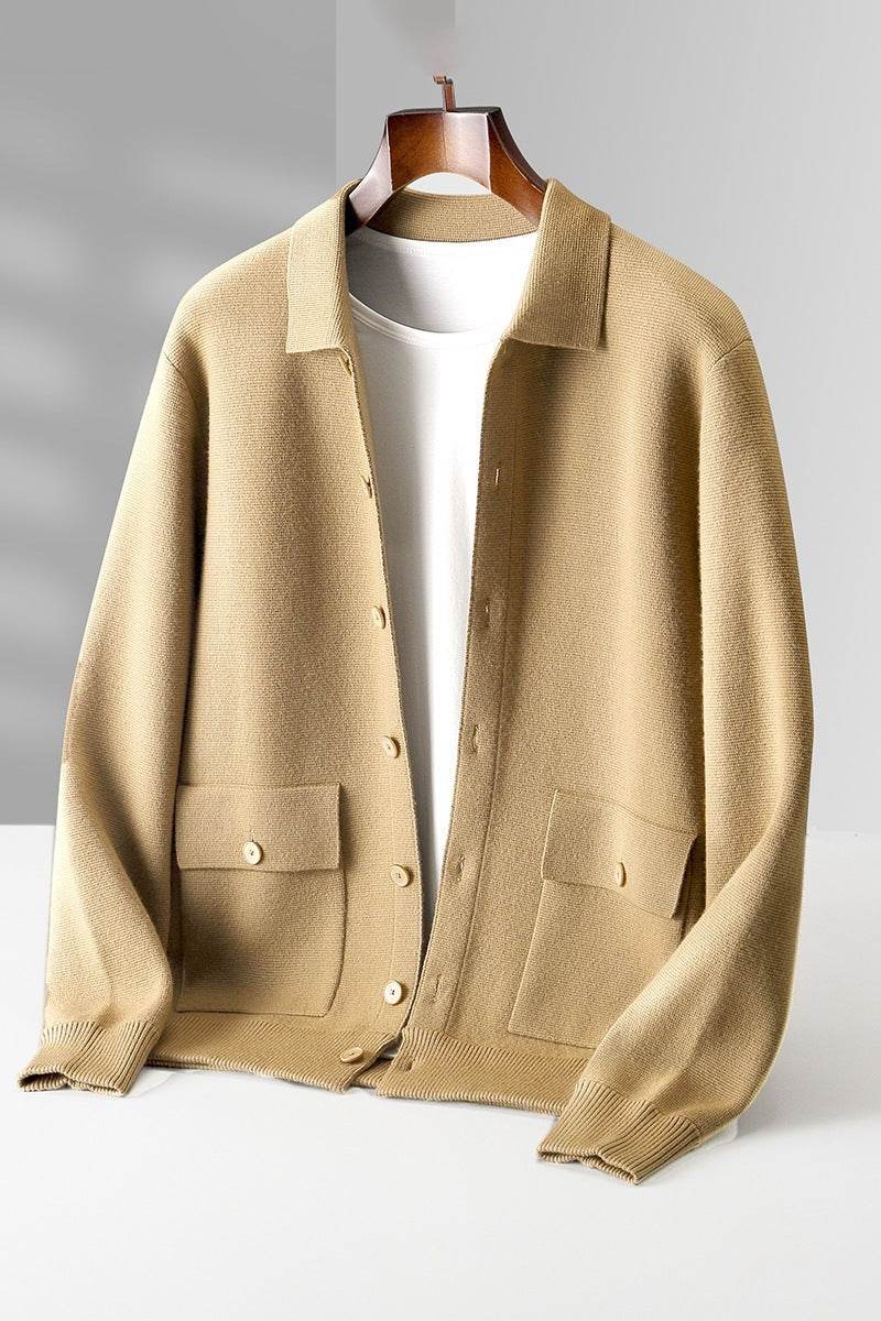 Buycenter Men's Wool Cardigan - Solid Color Thick Coat for Autumn Winter - Buy Center