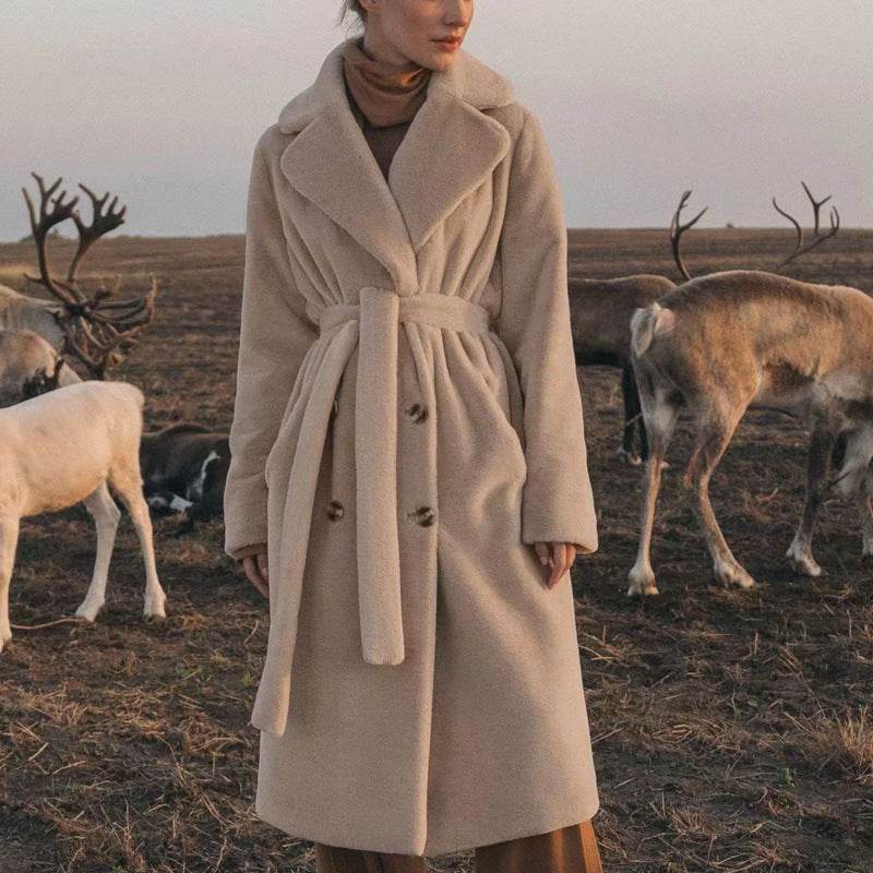 Women's Thick Mink Velvet Trench Coat - Warm & Stylish for Autumn/Winter - Buy Center