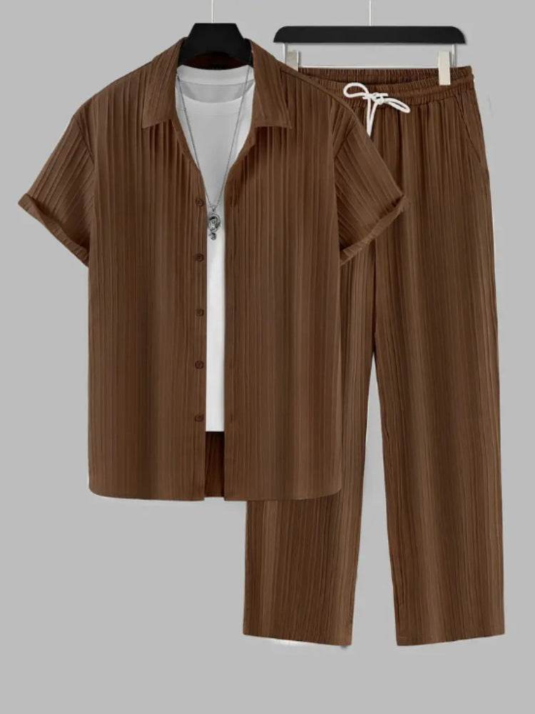 Buycenter Striped Short-Sleeved Men’s Suit Shirt - Summer Fashion - Buy Center