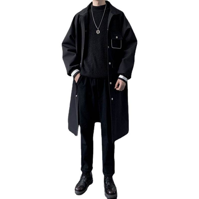Men's Mid-Length Overknee Overcoat - Stylish Wool Blend with Pockets - Buy Center