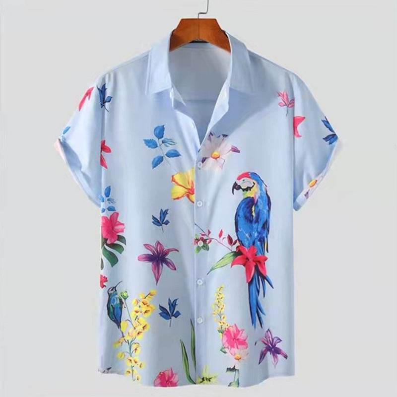 Beach Style Short Sleeve Shirt & Shorts Suit - Men's Casual Pajama Set - Buy Center