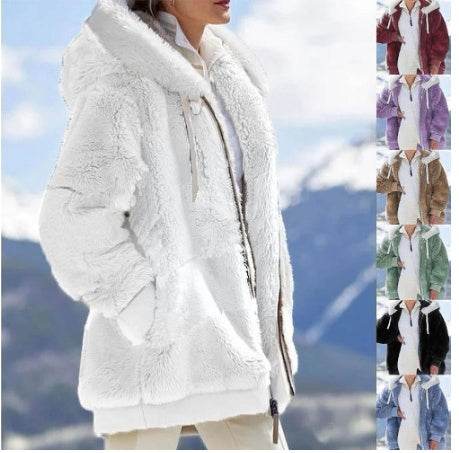 Buycenter Women's Hooded Zipper Sweater - Warm Loose Winter Coat - Buy Center