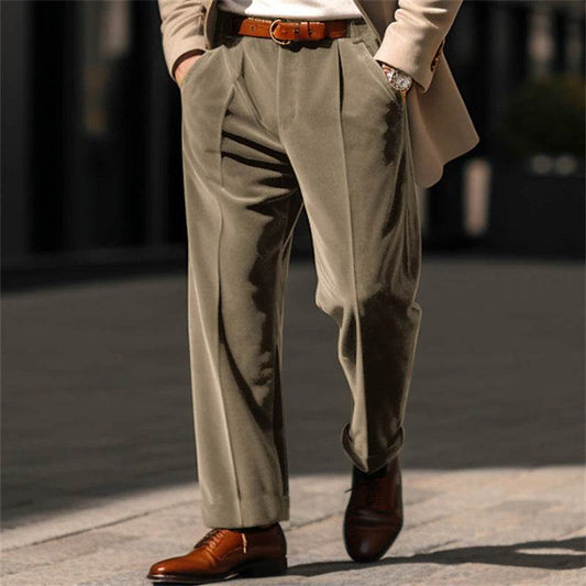 Men's Formal Velvet Trousers - Stylish Straight Fit, Multiple Colors - Buy Center