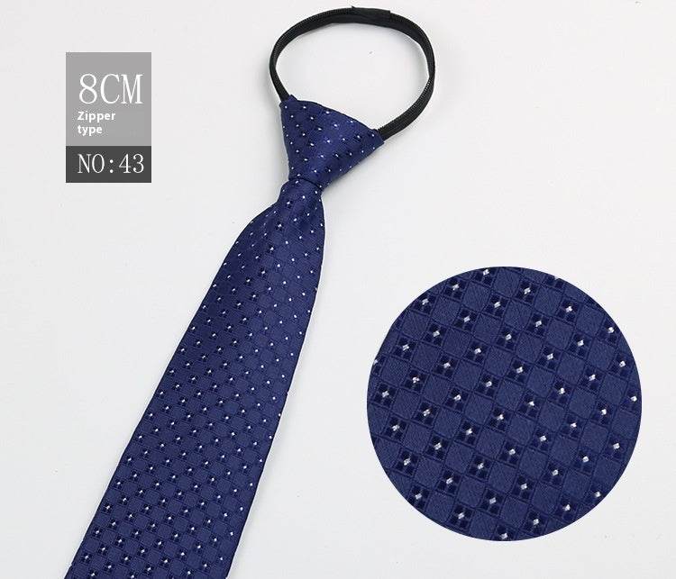 Black Striped Blue Business Tie - Lazy Zip Closure for Easy Wear - Buy Center