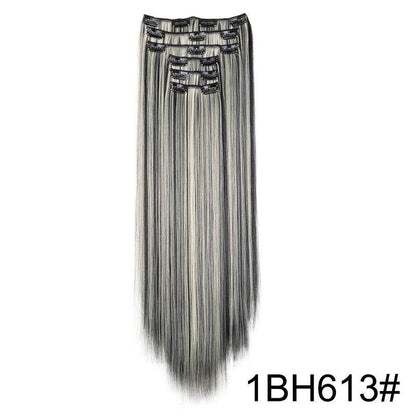 Durable Long Straight Wig Extensions Set - 6-Piece Human Hair Collection - Buy Center