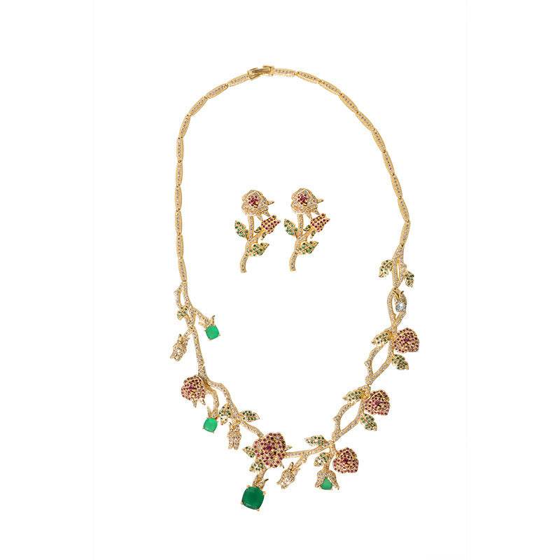 Buycenter Flower Bridal Necklace Earring Set - Elegant Fashion Jewelry - Buy Center