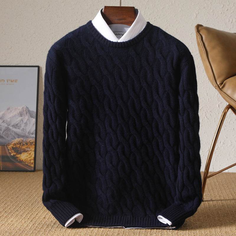 Casual Round Neck Sweater for Men - Stylish Warm Pullover in 4 Colors - Buy Center