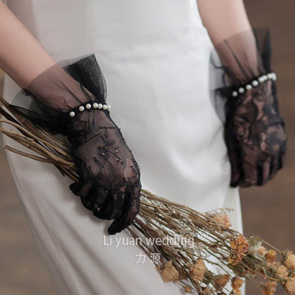 Women's Exquisite Lace Pearl Gloves - Elegant Chic Style for Every Occasion - Buy Center
