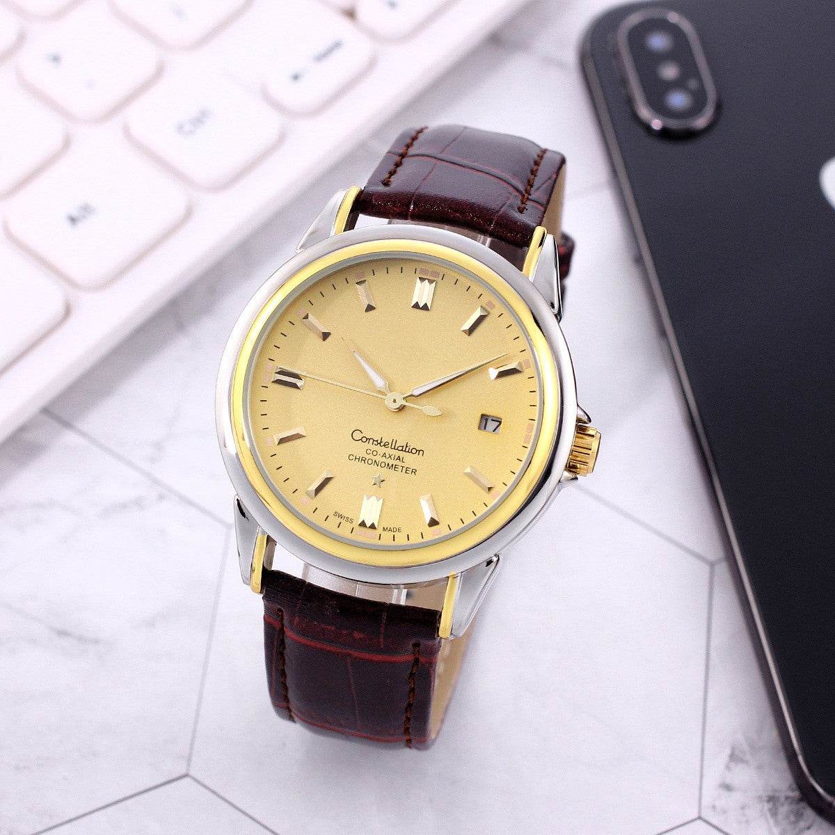 Buy Center Stainless Steel Mechanical Skeleton Watch - 40.5mm Dial Size - Buy Center