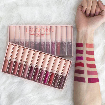 Matte Lip Gloss Set - 12 Long-Lasting Shades, No Stick, No Fade - Buy Center