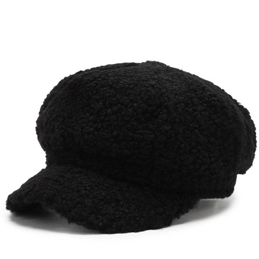Cashmere Leather Brim Octagonal Hat - Elegant Tapered Style for Women - Buy Center