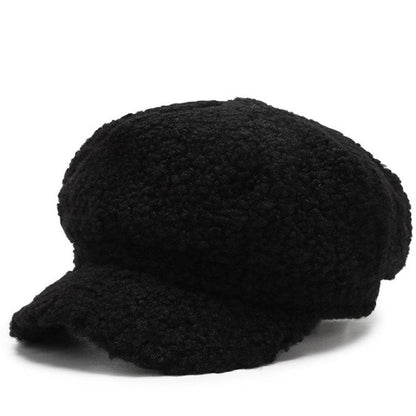 Cashmere Leather Brim Octagonal Hat - Elegant Tapered Style for Women - Buy Center
